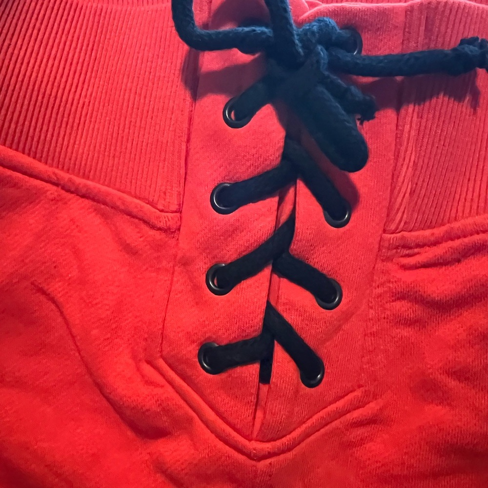 Ivy Park Red Lace-Up Cropped Sweatpants - Picture 9 of 12